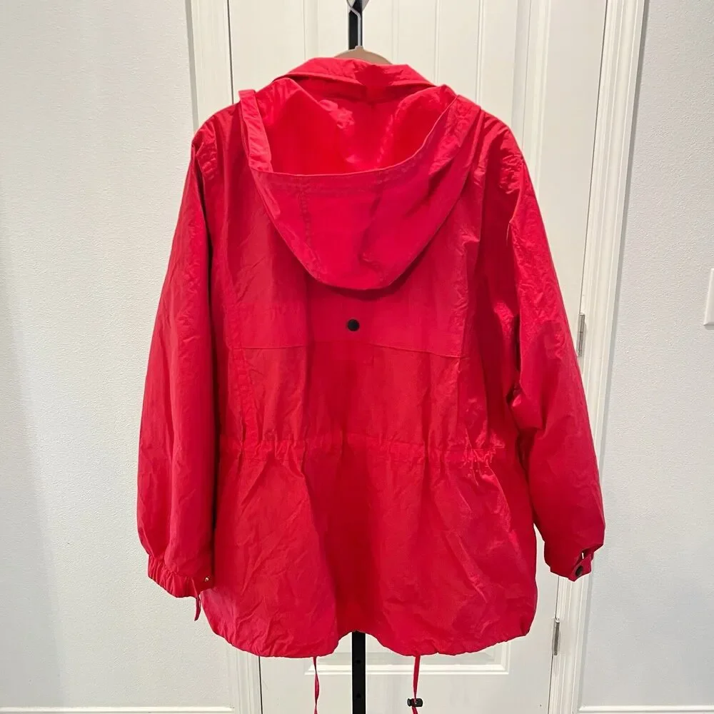 Tudor Court Red Jacket Windbreaker Removable Hood Fleece Lined Long Sleeves XX - Picture 7 of 16